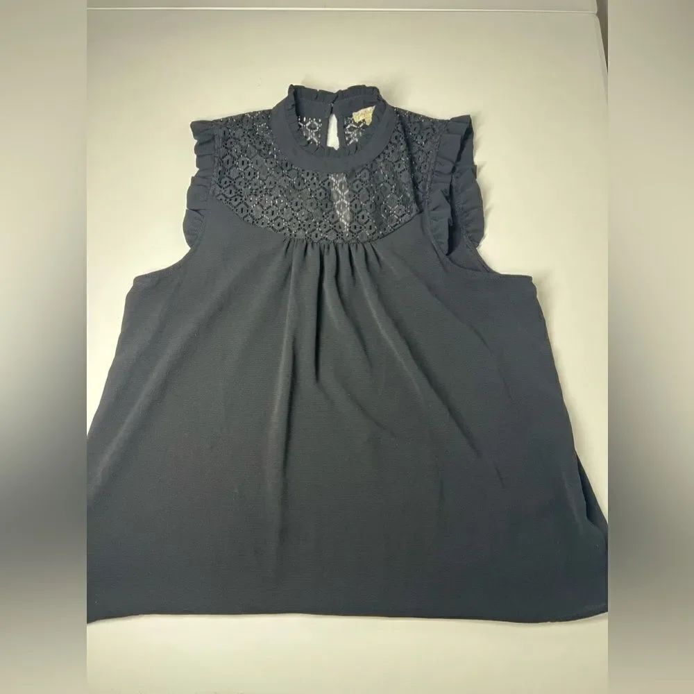 Lily White Bohemian Lace Crochet Sleeveless Top Blouse Size XL